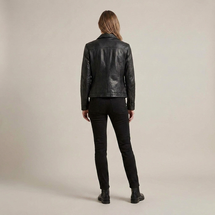 Sigrun | Damen mit Reißverschluss und Brusttasche Lederjacke