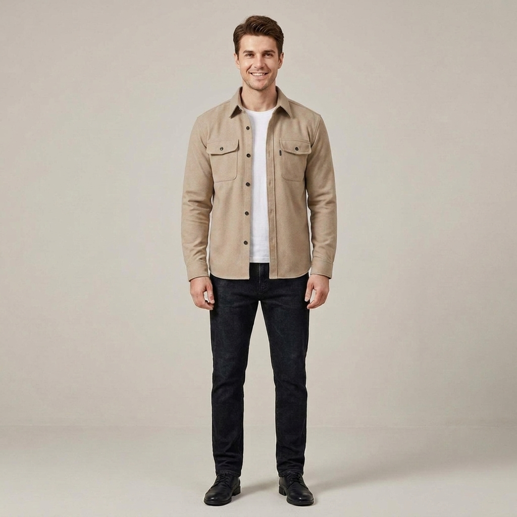 Ingmar | Herren Brusttaschen Knopf Hemdjacke