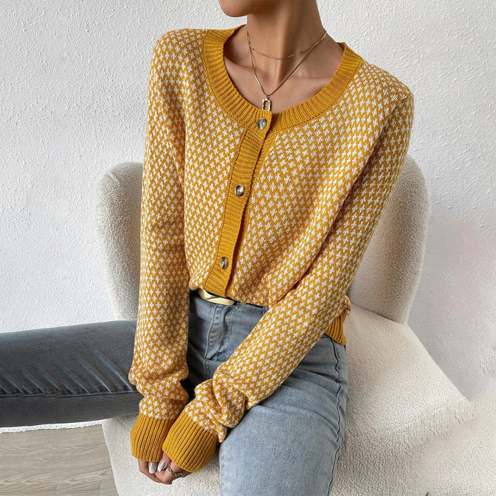 Bonnie | Damen Gemusterte Strickjacke mit Knopfleiste