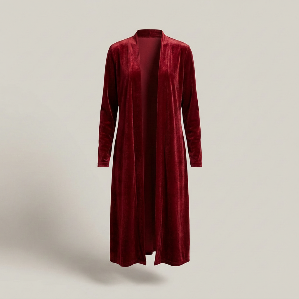 Theresa | Damen Langer Offener Langarm Longcardigan