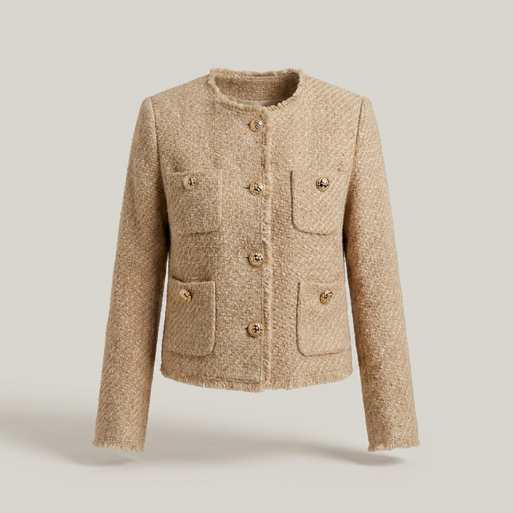 Ermgard | Damen mit Knopfleiste und Brusttaschen Tweedjacke