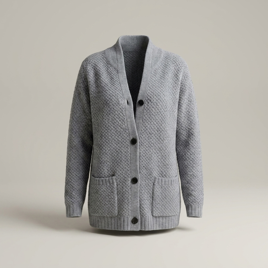 Amalie | Damen Strukturierte Knopfleisten Strickjacke