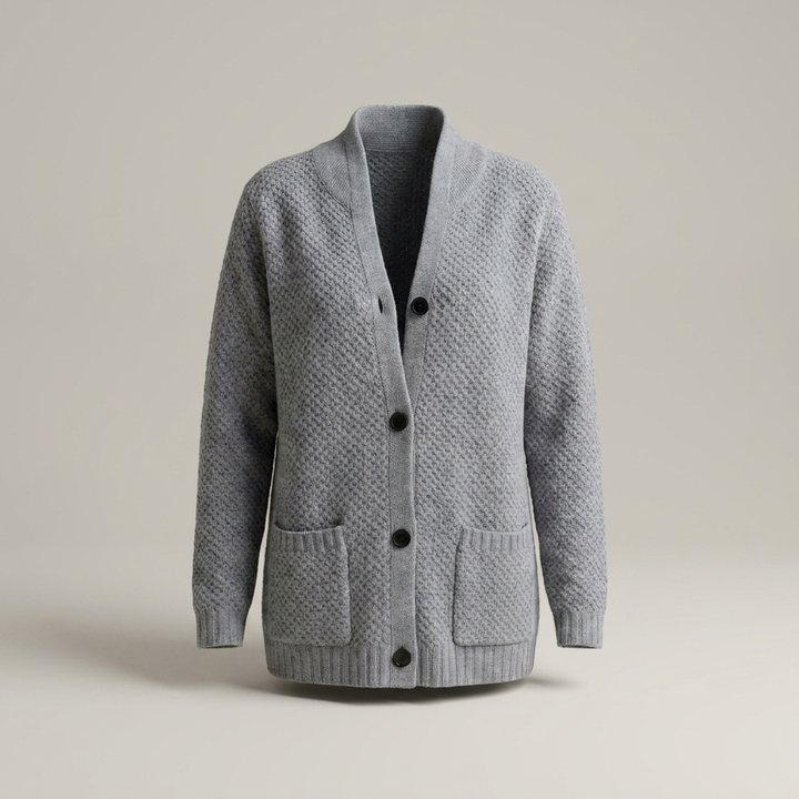Amalie | Damen Strukturierte Knopfleisten Strickjacke