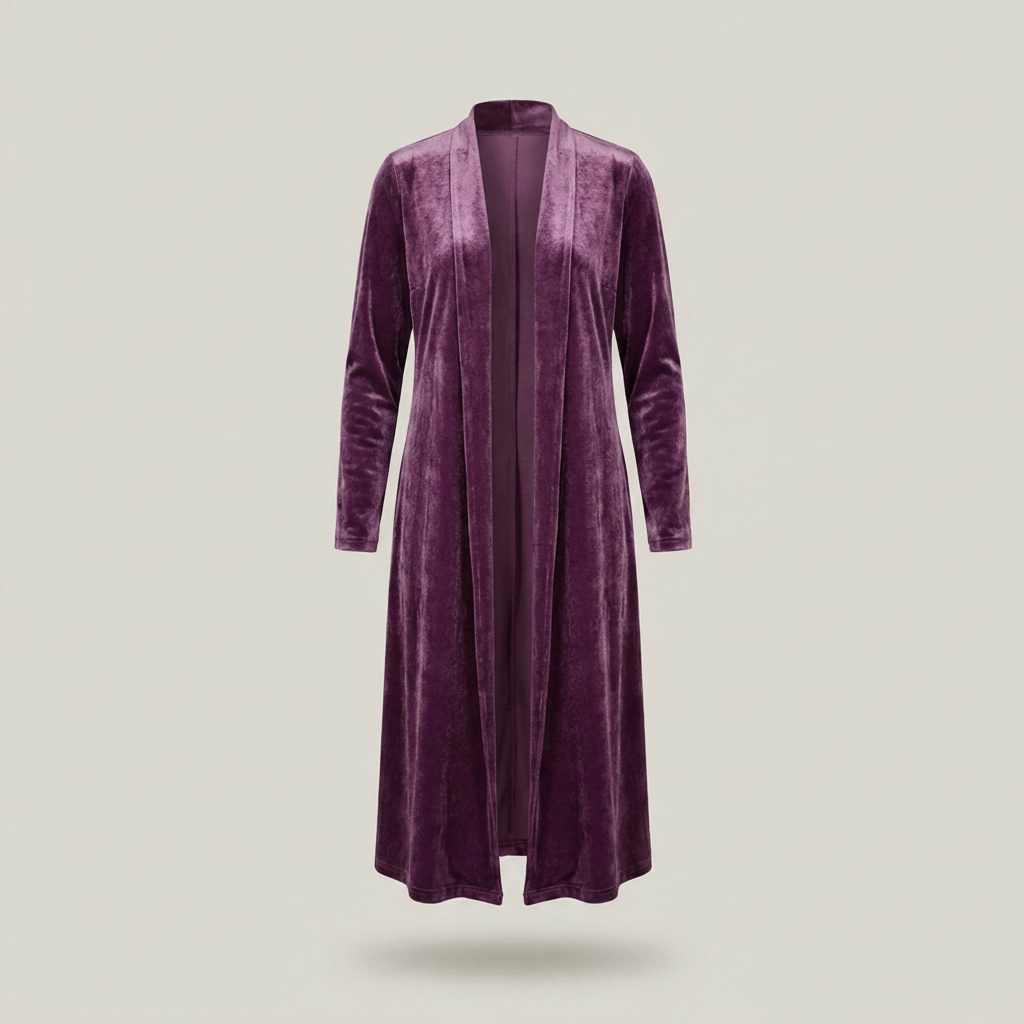 Theresa | Damen Langer Offener Langarm Longcardigan