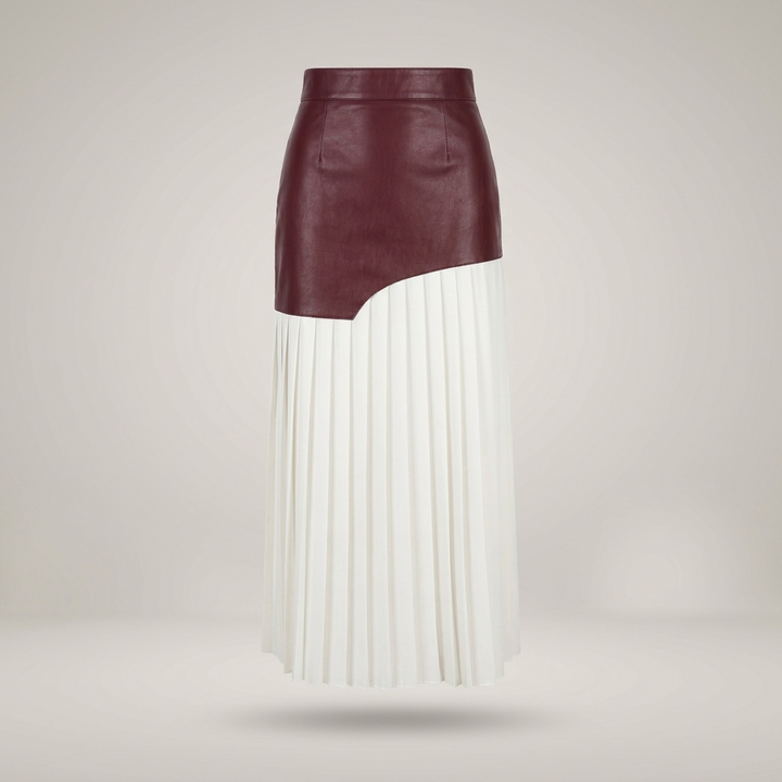 Franka | Damen Asymmetrisch Plissee Maxirock