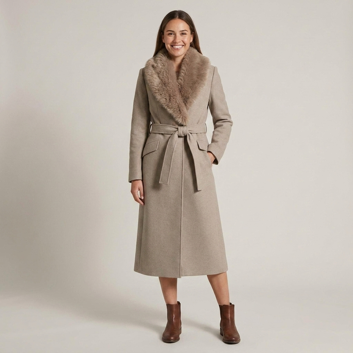 Hanna | Damen Langer Taillierter Kragen Parka