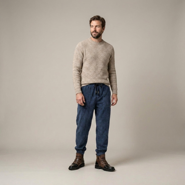 Rico | Herren Strukturierte Freizeithose mit Kordelzug