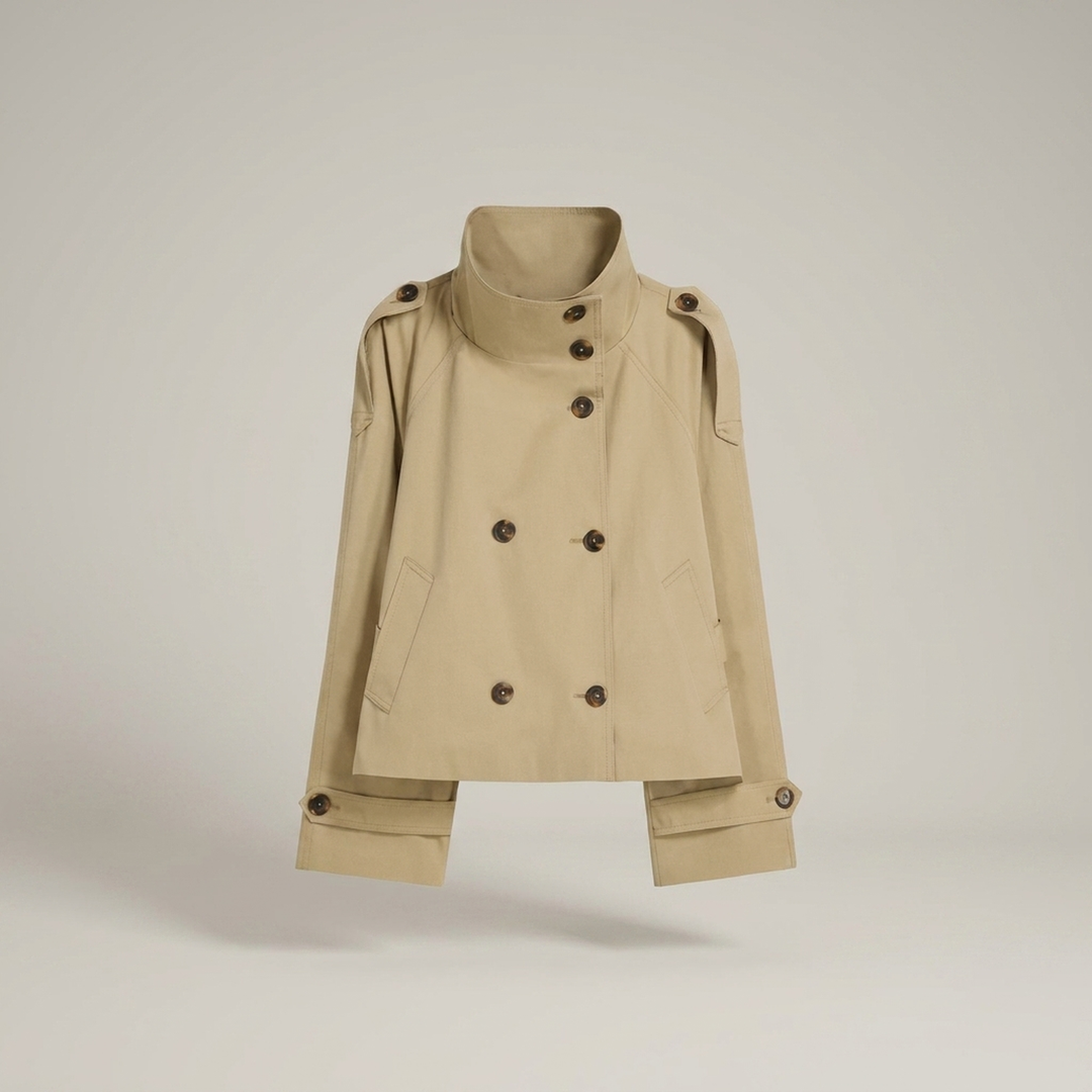 Arndis | Damen mit Bindegürtel und Knopfleiste Kurzjacke