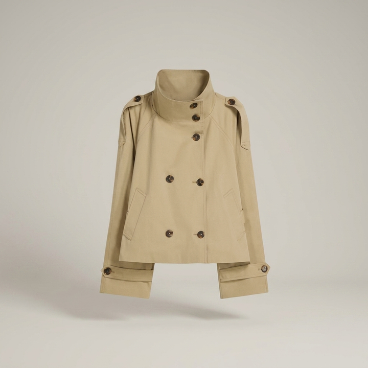 Arndis | Damen mit Bindegürtel und Knopfleiste Kurzjacke