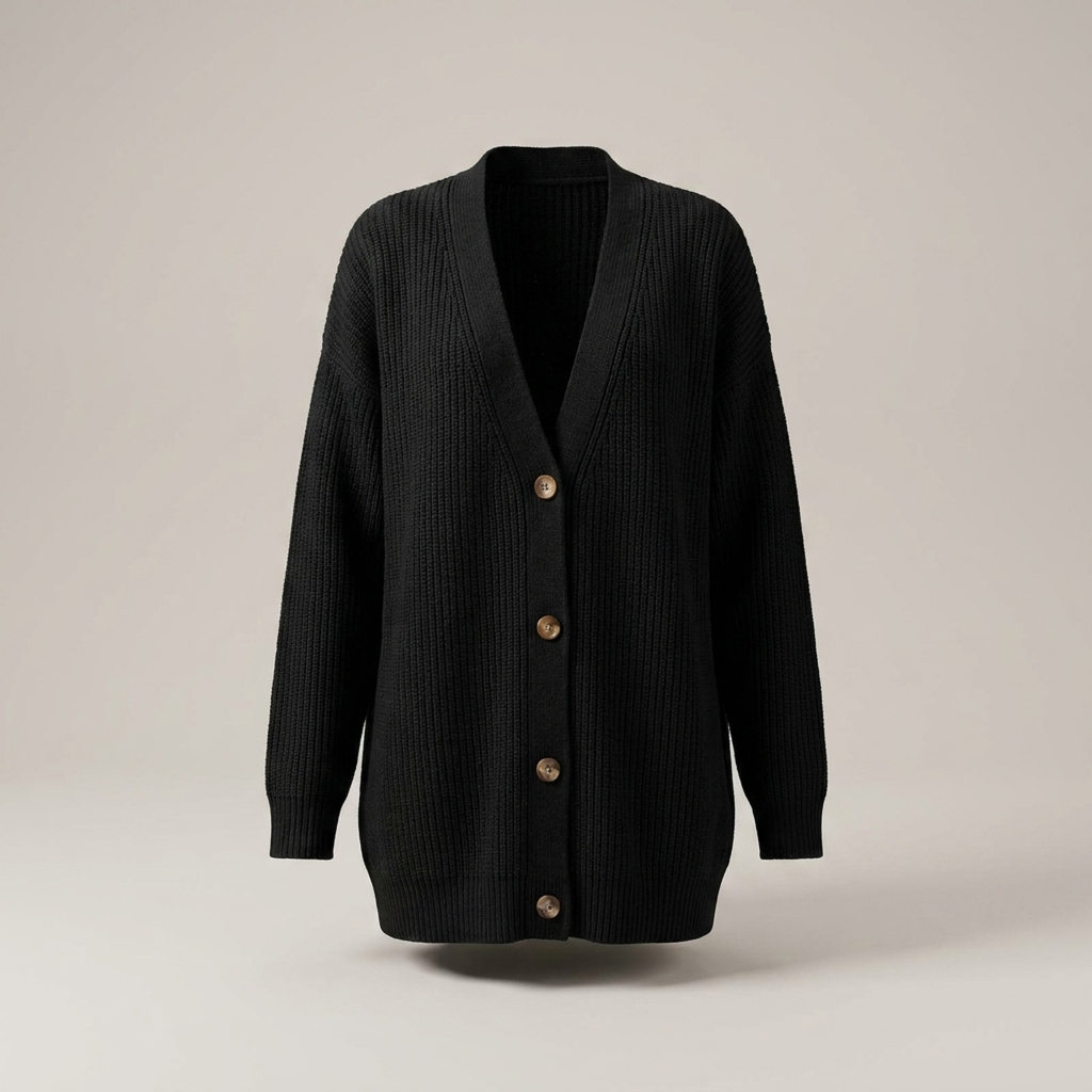 Caroline | Damen Oversize Rippstrick Strickjacke