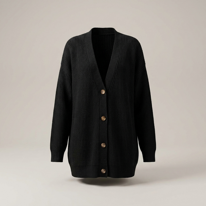 Caroline | Damen Oversize Rippstrick Strickjacke