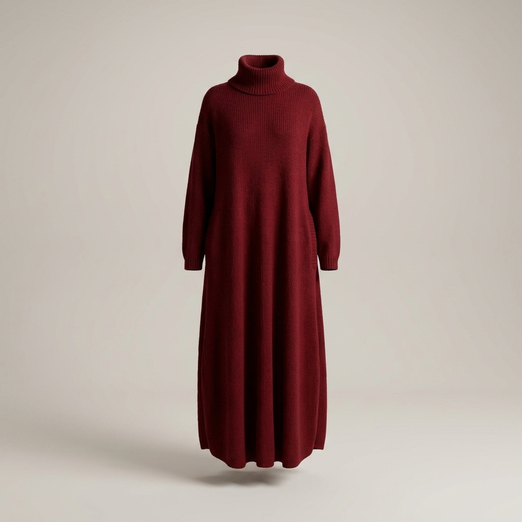 Almut | Damen Oversize Rollkragen Strickkleid