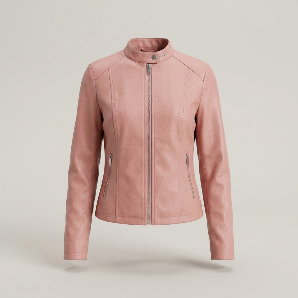 Sindhilde | Damen mit Reißverschluss und Stehkragen Lederjacke