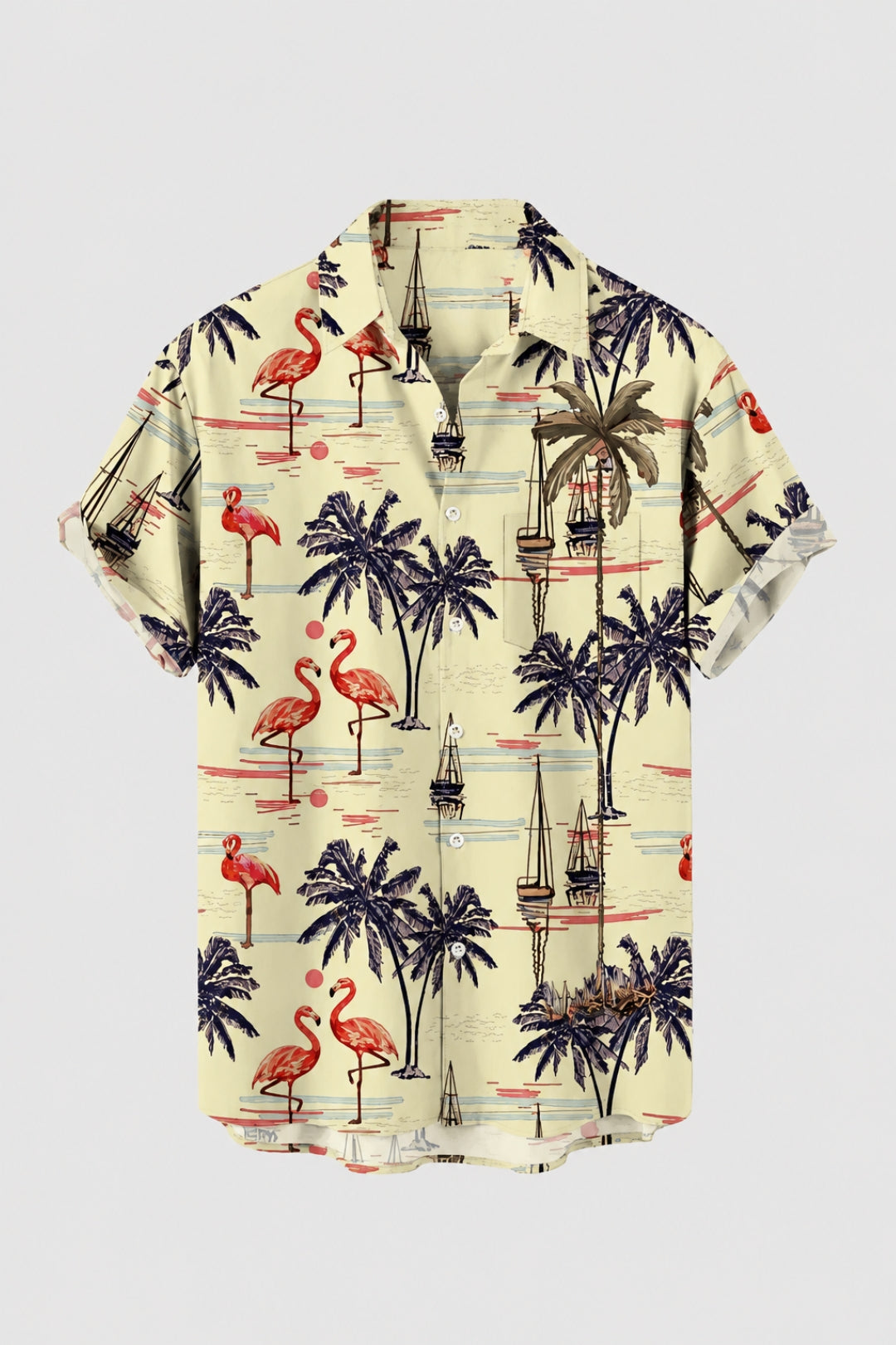 Herren Shirt | Kurze Ärmel | Tropischer Blumenprint | Sommer