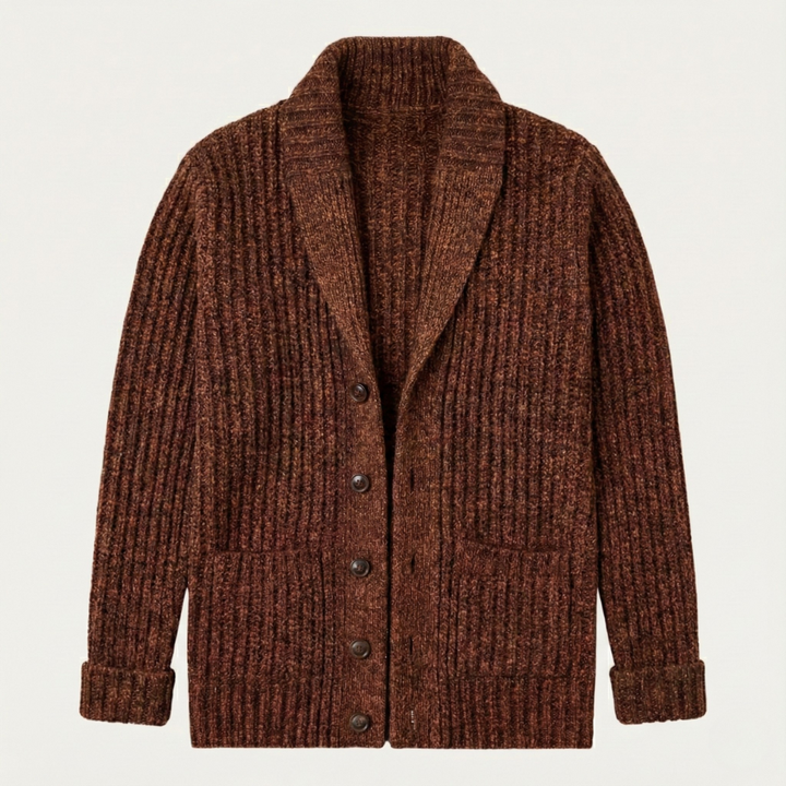Adelbert | Klassische Strickjacke mit Schalkragen und Strukturmuster