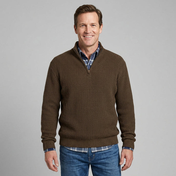 Baldur | Herren Rippstrickpullover mit Reißverschluss