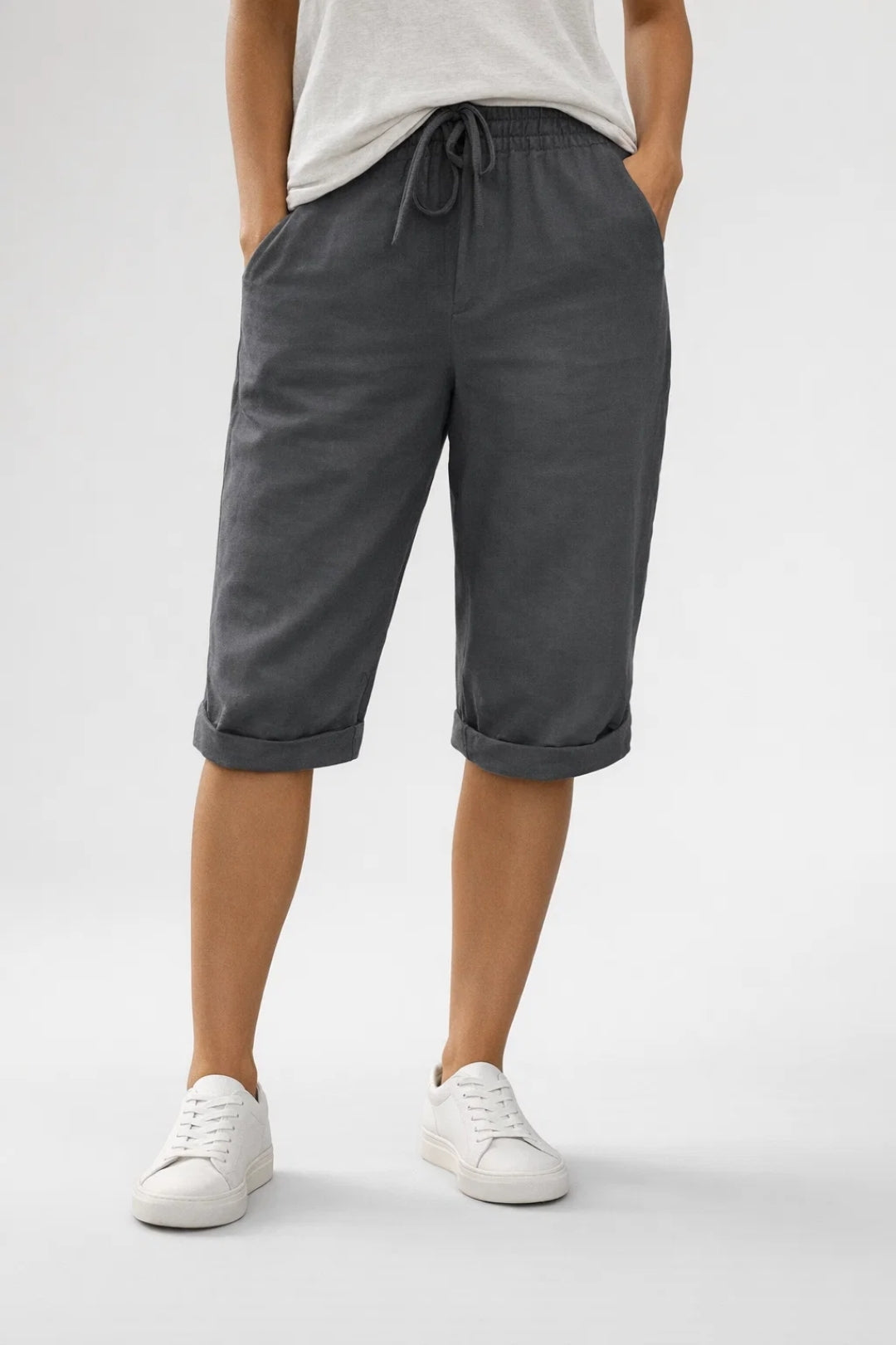 Lässige Damen-Shorts | Lockere Passform | Melierte Webstruktur | Taschen | Sommerlicher Stil