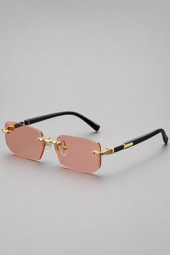 Herrenbrille im randlosen Stil | Getönte rechteckige Gläser und Vintage-Look