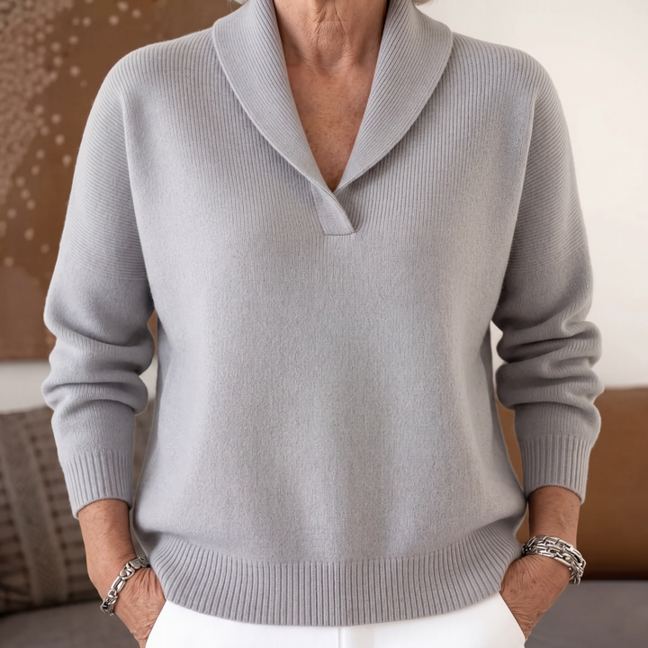 Esther | Damen Klassischer Schalkragen Strickpullover