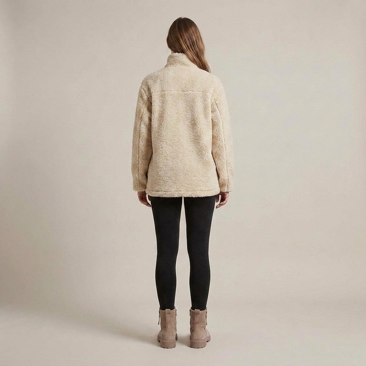 Reinlinde | Damen Teddyjacke mit Stehkragen und Reißverschluss
