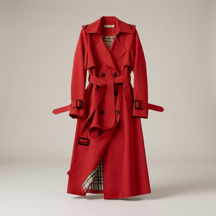 Dietlinde | Damenmantel mit Bindegürtel und Schulterriegeln Trenchcoat