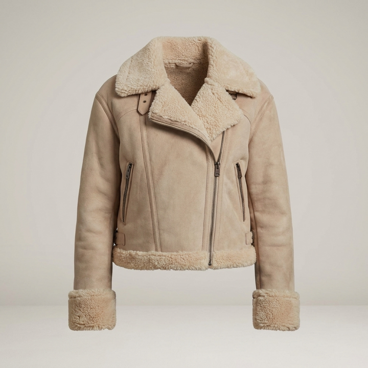 Tamara | Damen Kurze Fellkragen Fliegerjacke