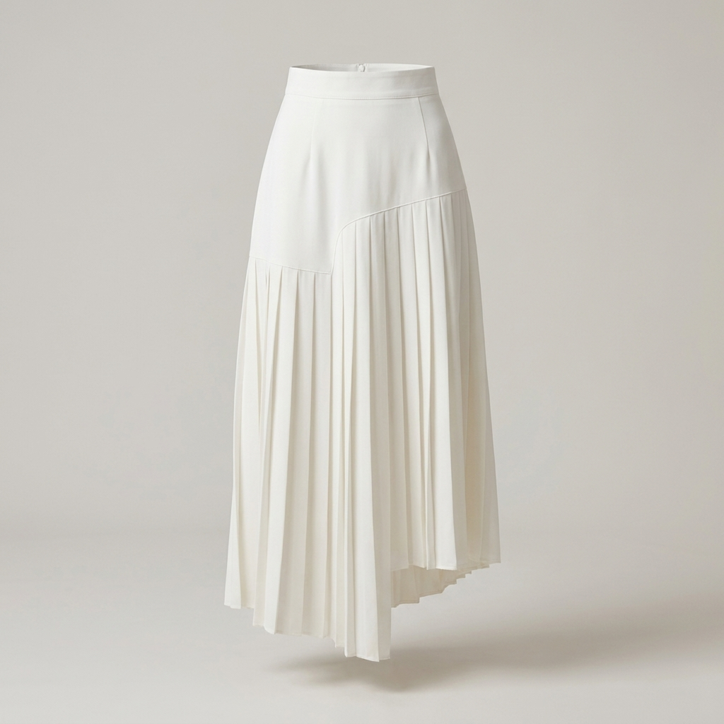 Franka | Damen Asymmetrisch Plissee Maxirock