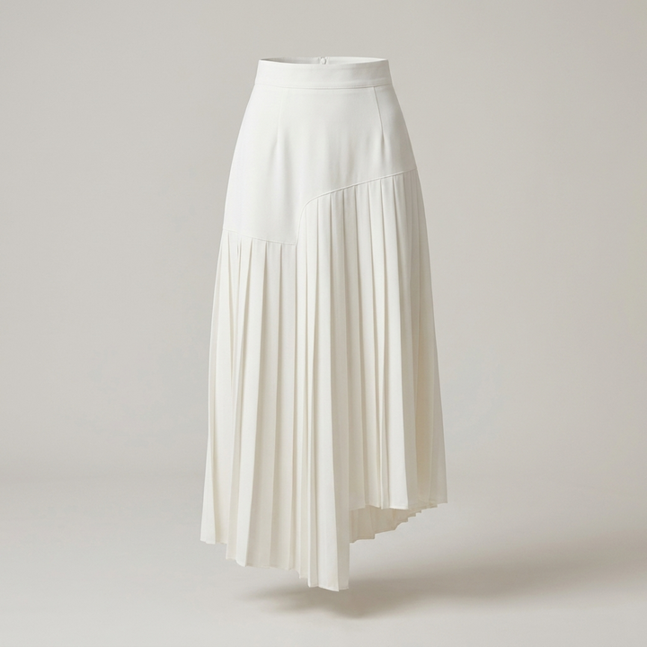 Franka | Damen Asymmetrisch Plissee Maxirock