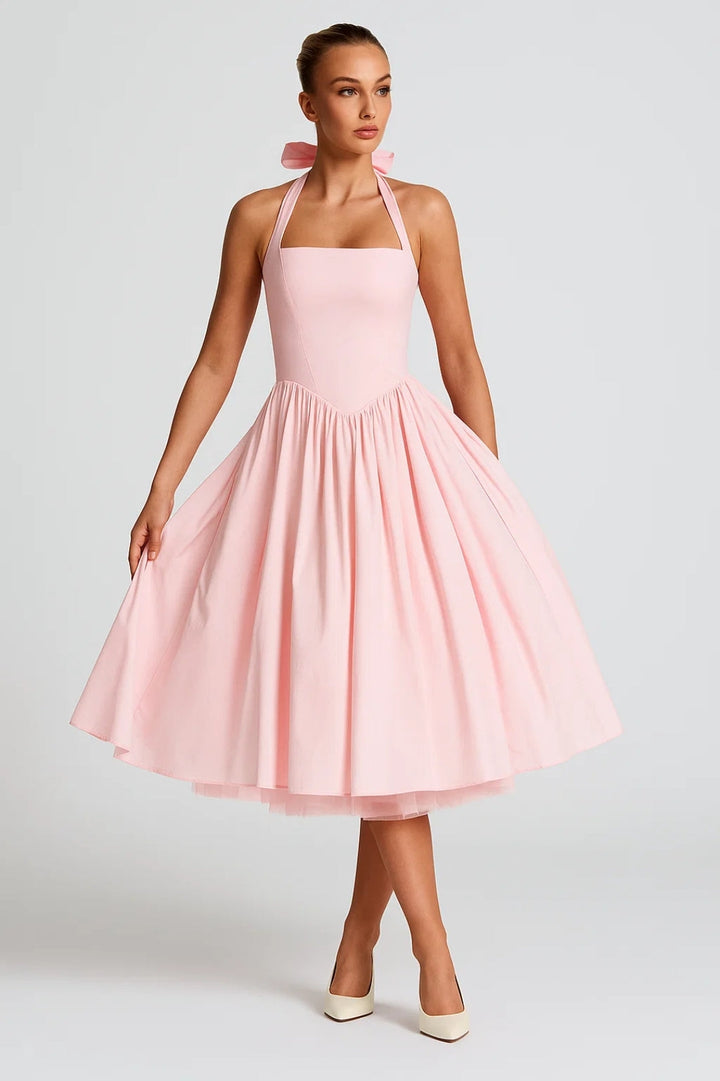 Sommer Abendkleid Damen Kurz | Weiß | Betonte Taille | Festlich Elegant