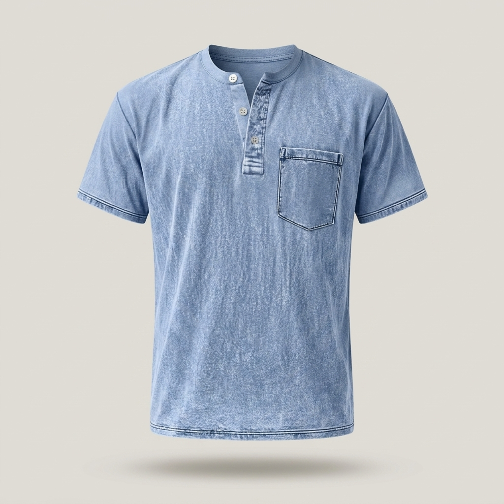 Eric | Herren Kurzarmhemd mit Brusttasche Henleyshirt