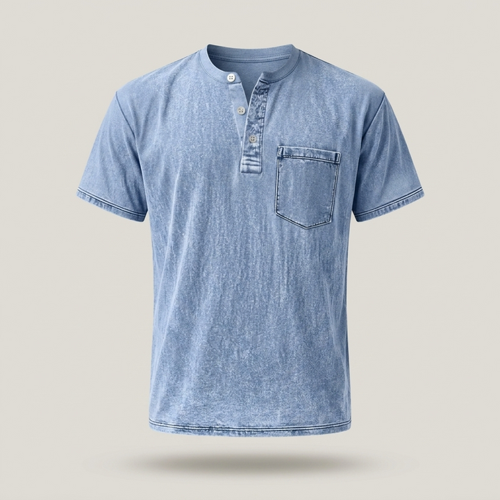 Eric | Herren Kurzarmhemd mit Brusttasche Henleyshirt