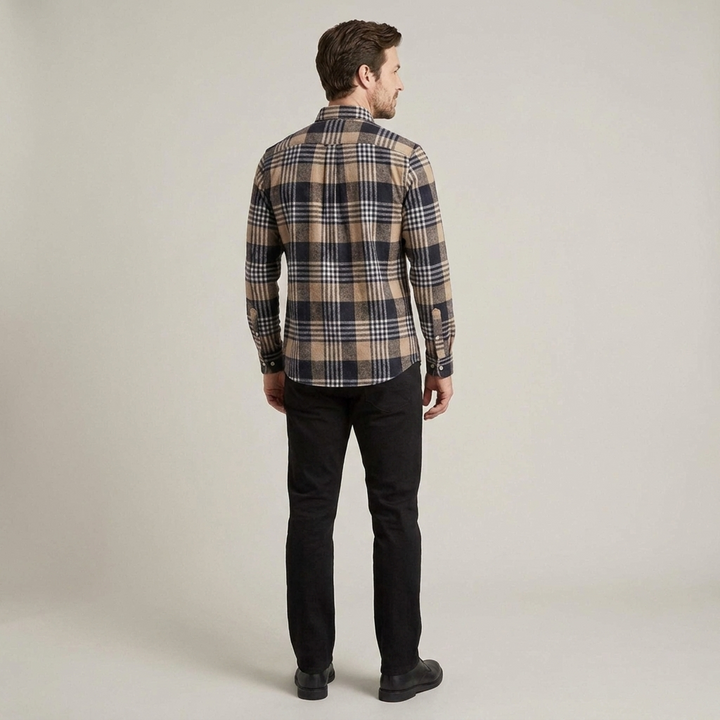 Greg | Herren Kariertes Langarm Freizeithemd mit Button-Down-Kragen
