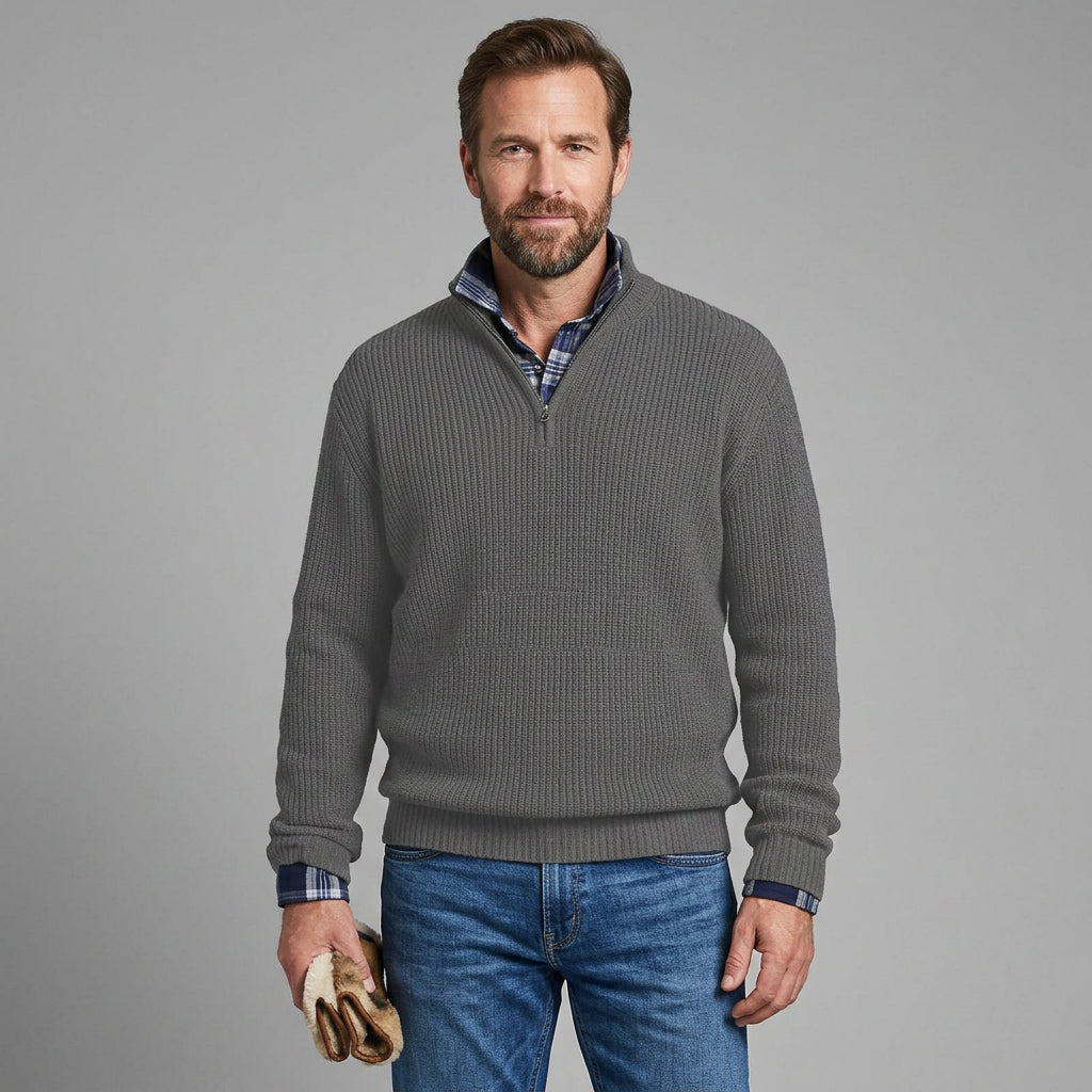 Baldur | Herren Rippstrickpullover mit Reißverschluss