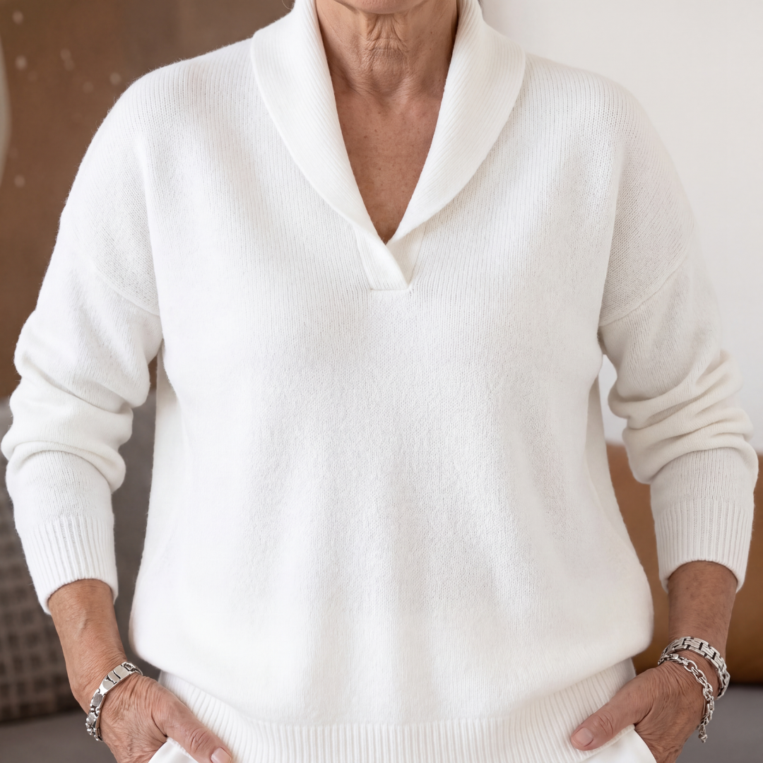Esther | Damen Klassischer Schalkragen Strickpullover