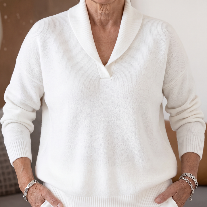 Esther | Damen Klassischer Schalkragen Strickpullover