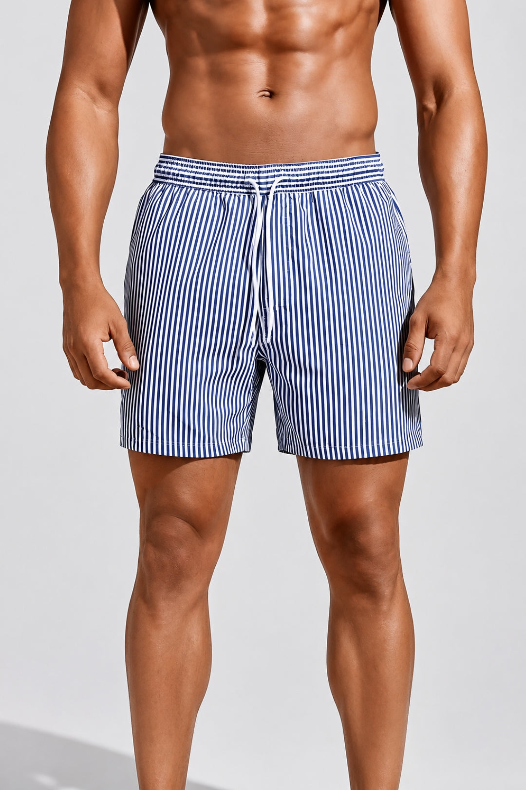 Badeshorts für Herren | Gestreiftes Design | Weicher Stoff &amp; elastischer Bund