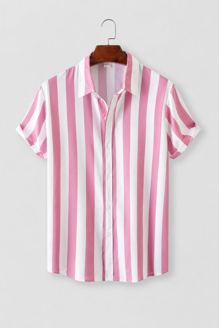 Herren Shirt | Marine-Streifenmuster | Resort-Chic | Sommer