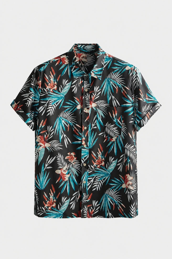 Herren Shirt | Kurze Ärmel | Tropischer Blumenprint | Sommer