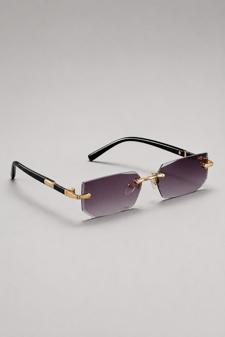 Herrenbrille im randlosen Stil | Getönte rechteckige Gläser und Vintage-Look