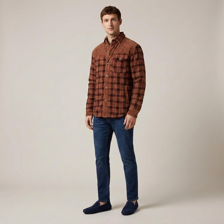 Zacharias | Herrenjacke Kariert mit Teddyfutter Hemdjacke