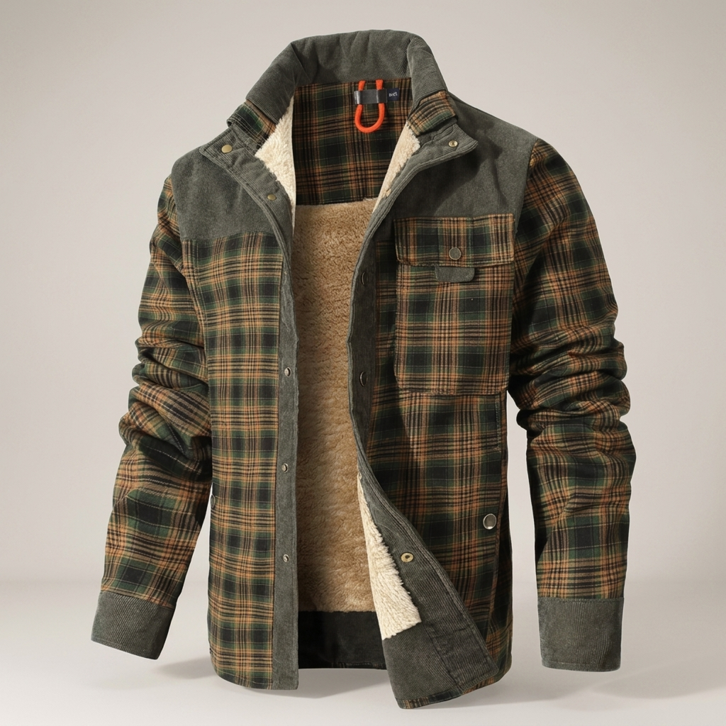 Zacharias | Herrenjacke Kariert mit Teddyfutter Hemdjacke
