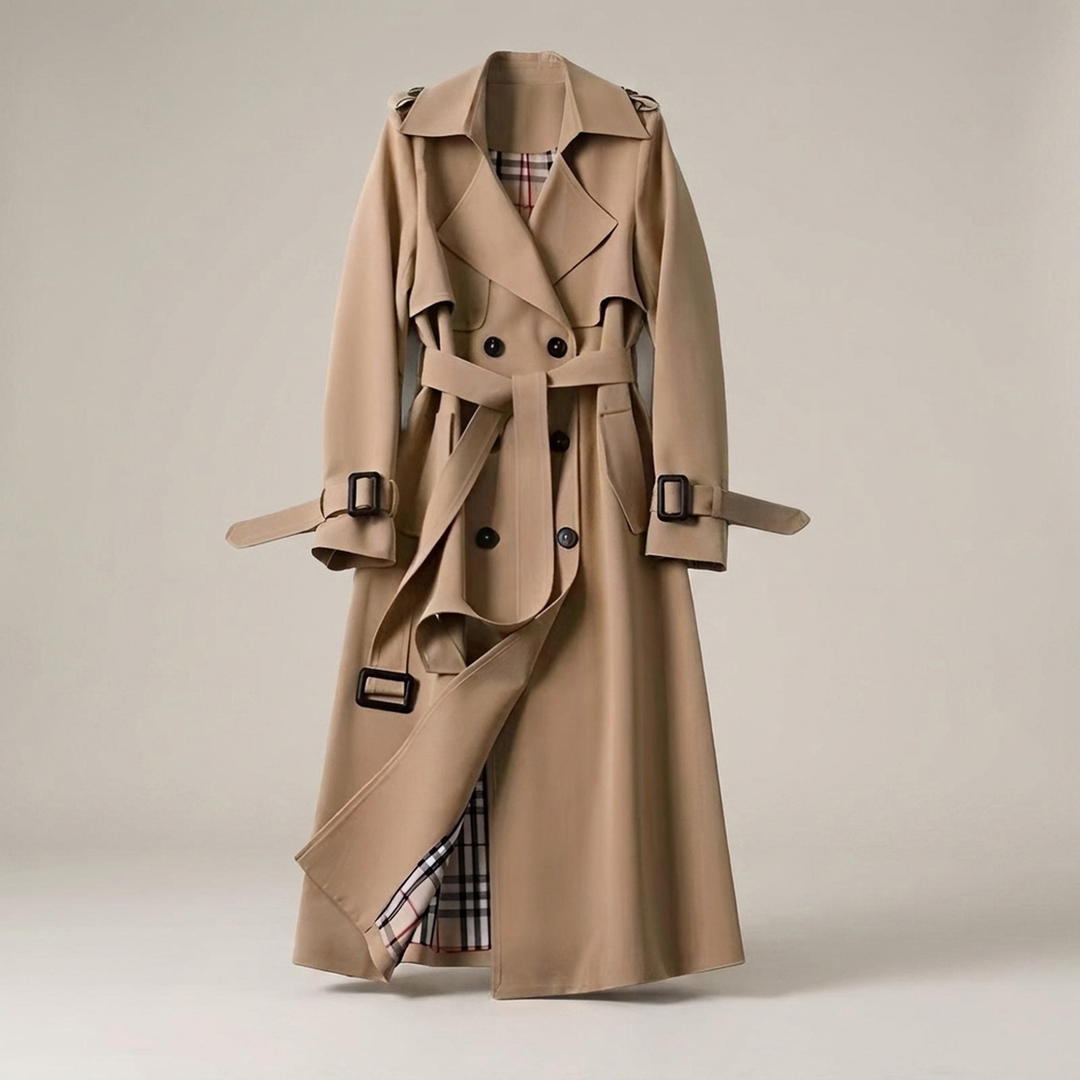 Dietlinde | Damenmantel mit Bindegürtel und Schulterriegeln Trenchcoat