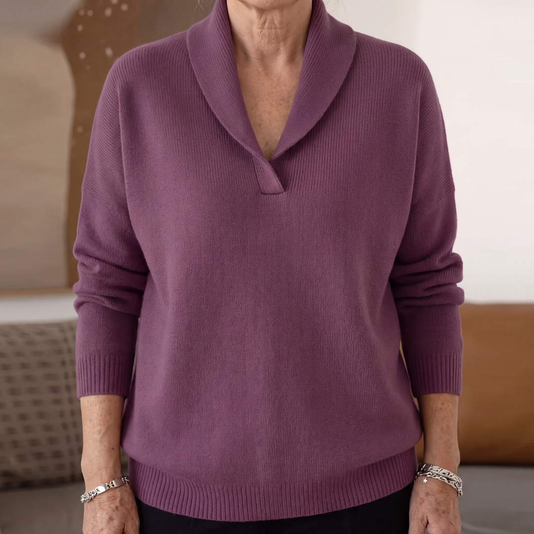 Esther | Damen Klassischer Schalkragen Strickpullover