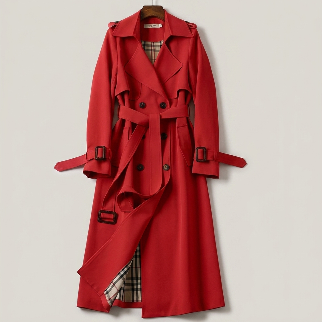 Angelika | Damen Zweireihiger Parka mit Gürtel