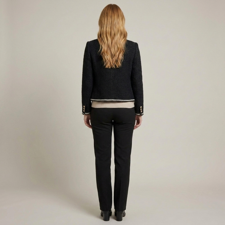 Sindhild | Damen mit Zierborte und Knöpfen Tweedjacke