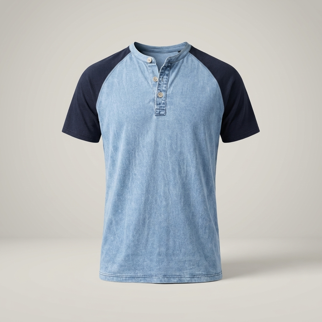 Ingo | Herren Raglan Henley Kurzarmshirt