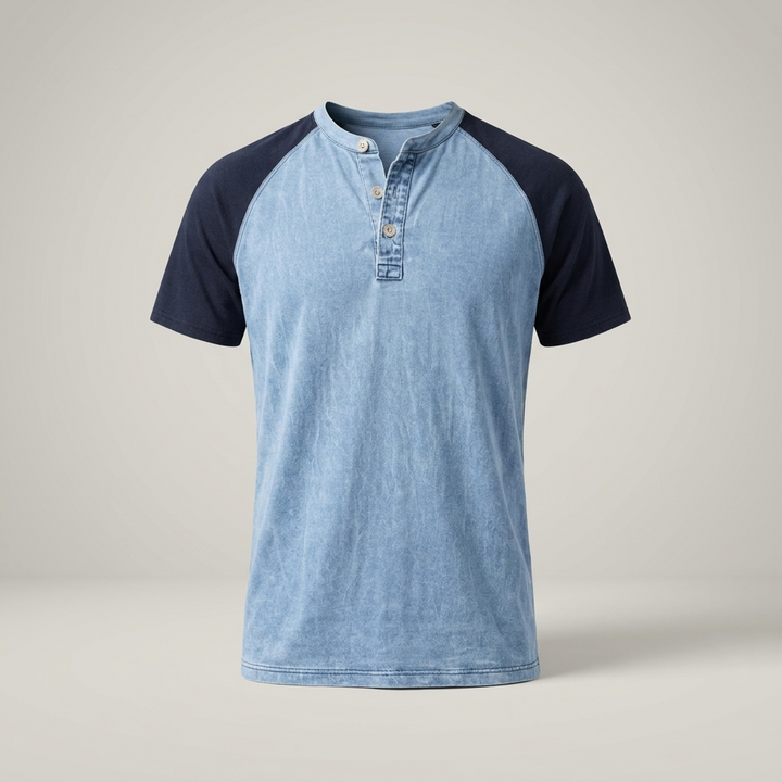 Ingo | Herren Raglan Henley Kurzarmshirt