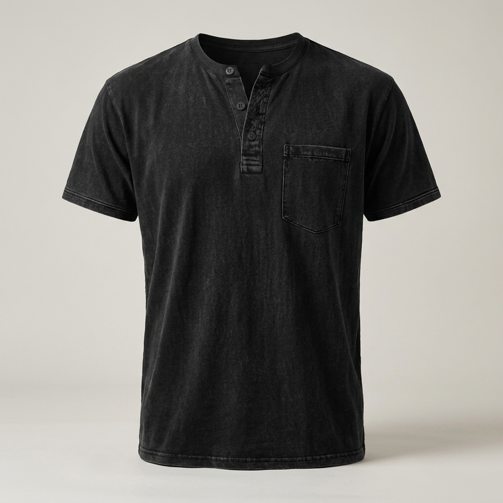 Eric | Herren Kurzarmhemd mit Brusttasche Henleyshirt
