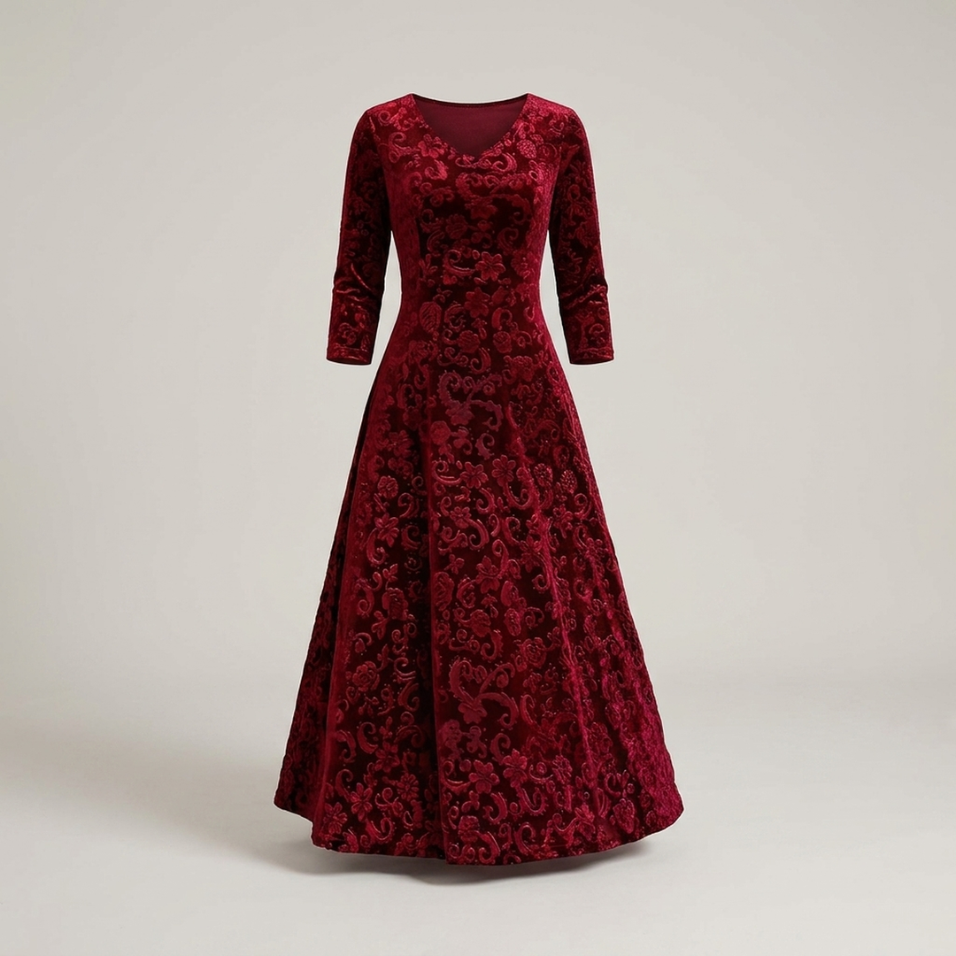 Barbara | Damen Kleid mit V-Ausschnitt und Blumenmuster Midikleid