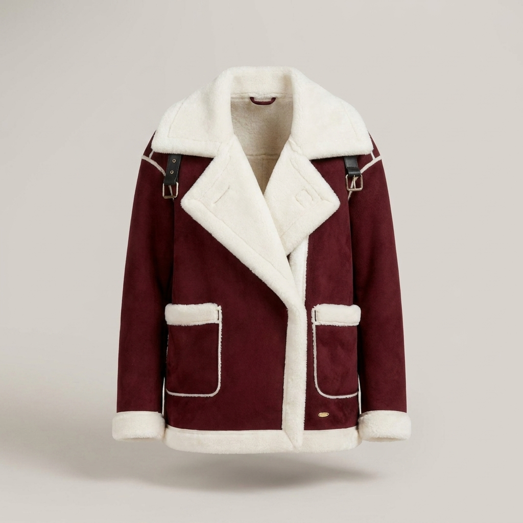 Gerlindis | Damen mit Reverskragen und Teddybesatz Kurzjacke